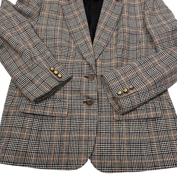 Pendleton wool blazer houndstooth neutral plaid women’s 14 preppy classic luxury - Picture 4 of 12